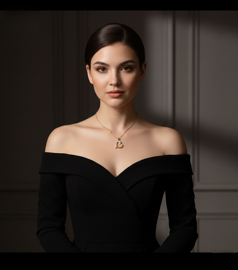 Elegant Gold Heart Pendant Necklace with Pavé Crystal Detail