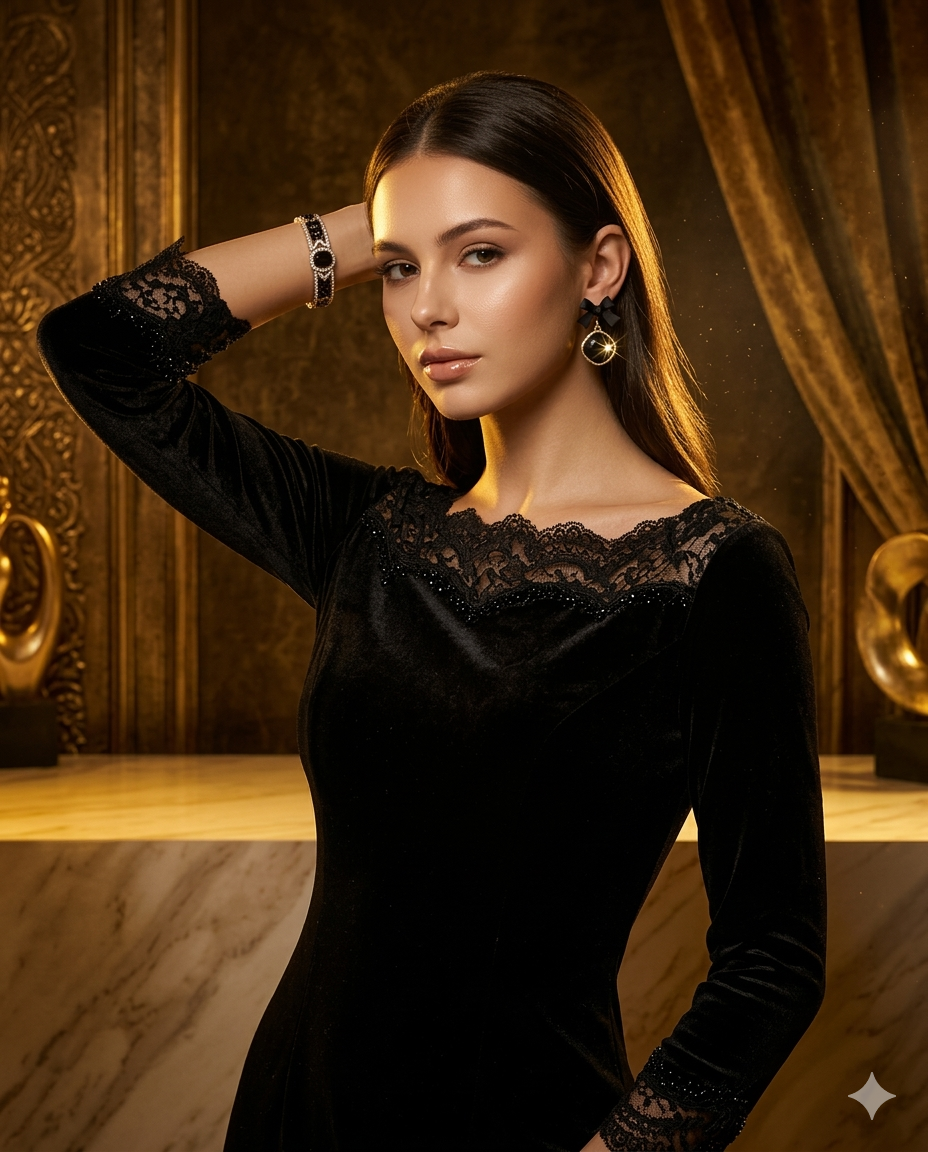 Chic Black Bow Drop Earrings with Faceted Crystal Charm